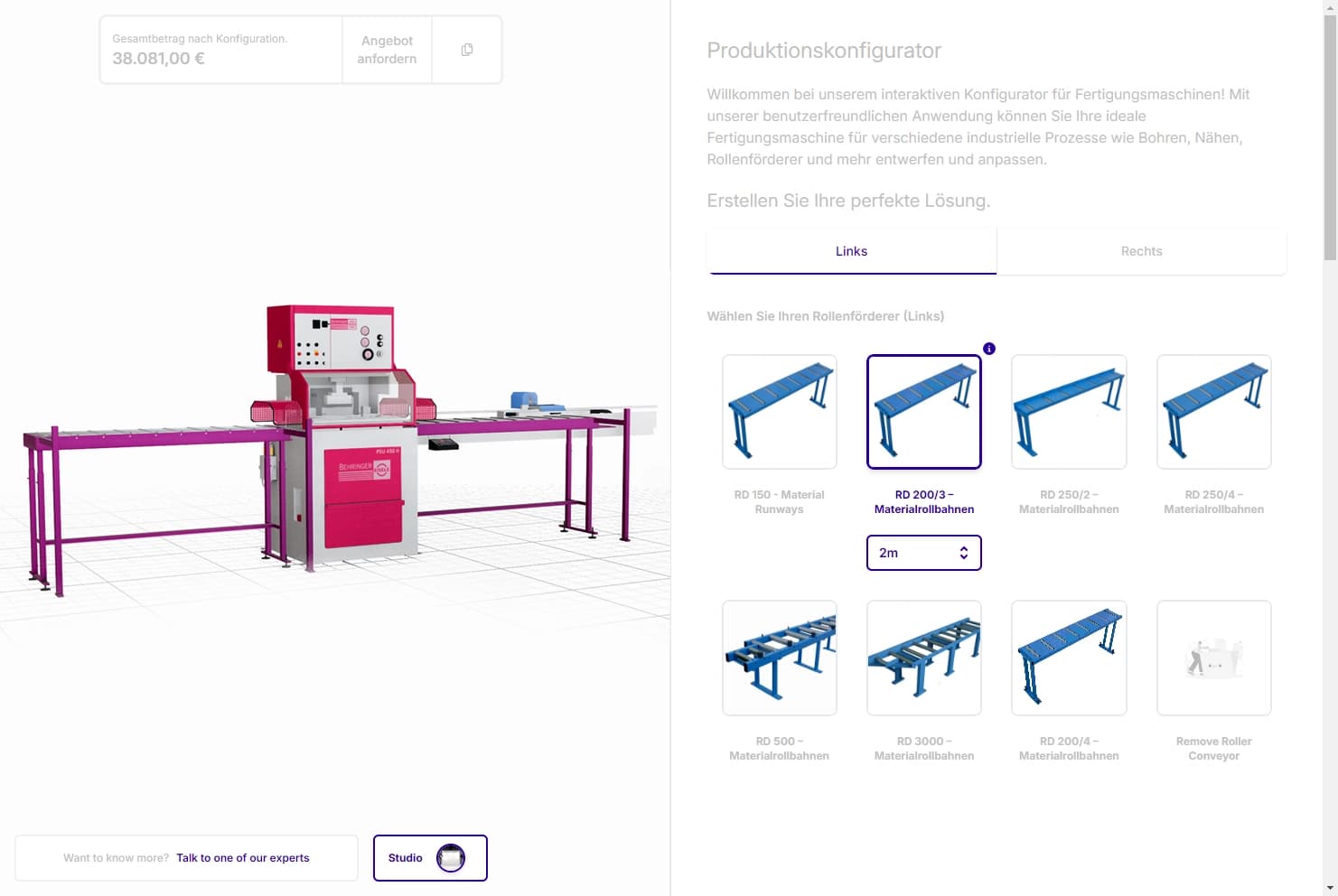 The Solution: Industrial Roller Conveyor Configurator